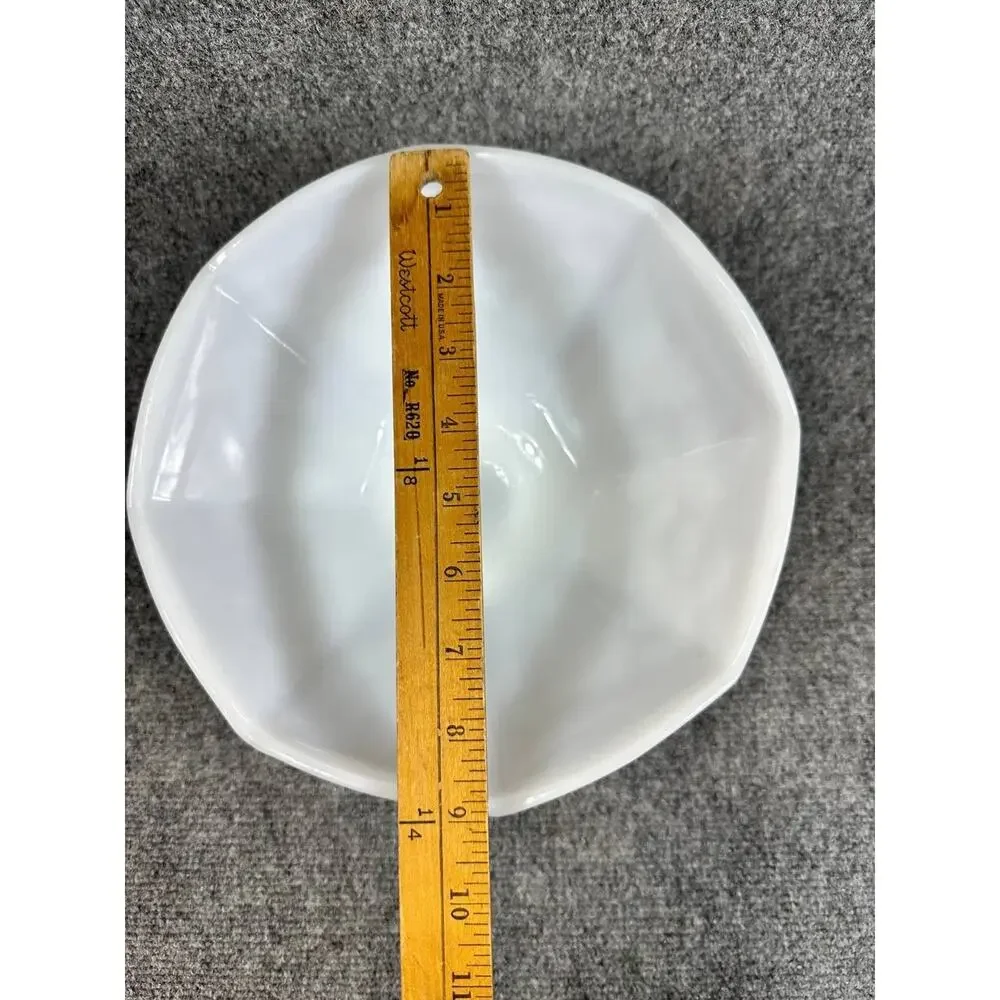 Milk Glass Pedestal Bowl Scalloped Edge Decorative Serving Dish